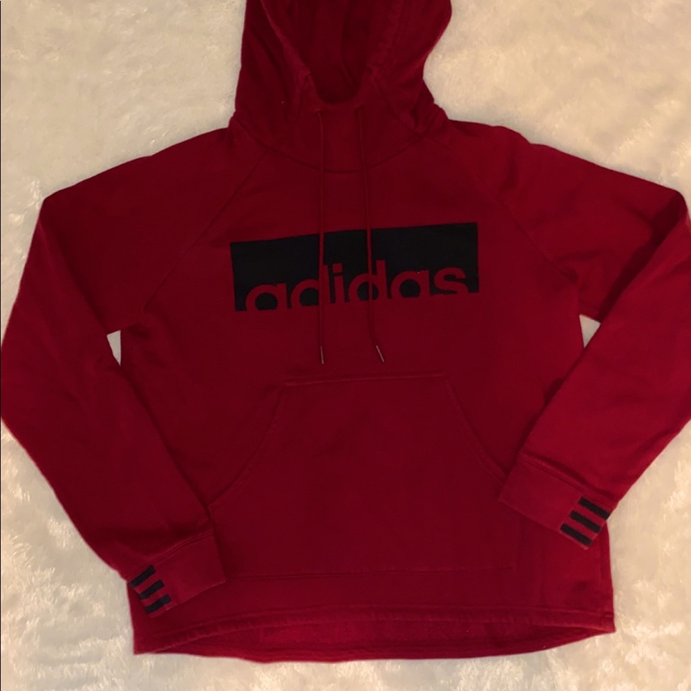 Adidas dark red sweatshirt with thumb holes.